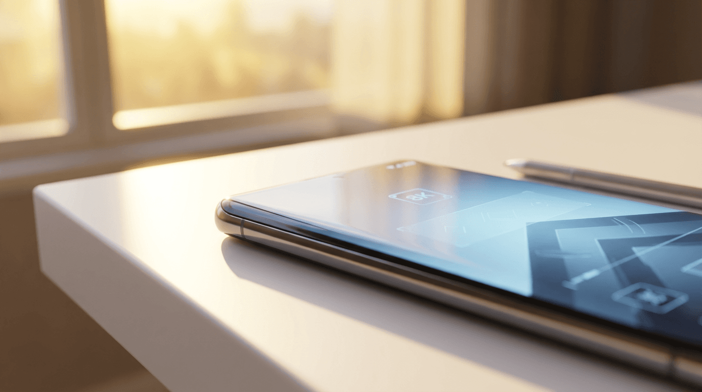 Smartphone on a desk with a calendar interface visible